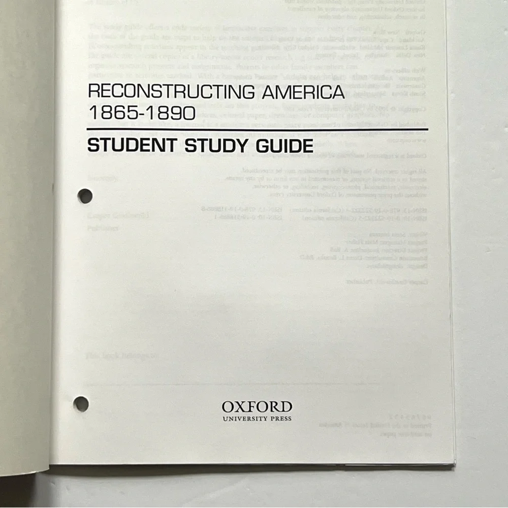 Student Study Guide for A History of US Reconstructing America Paperback Book